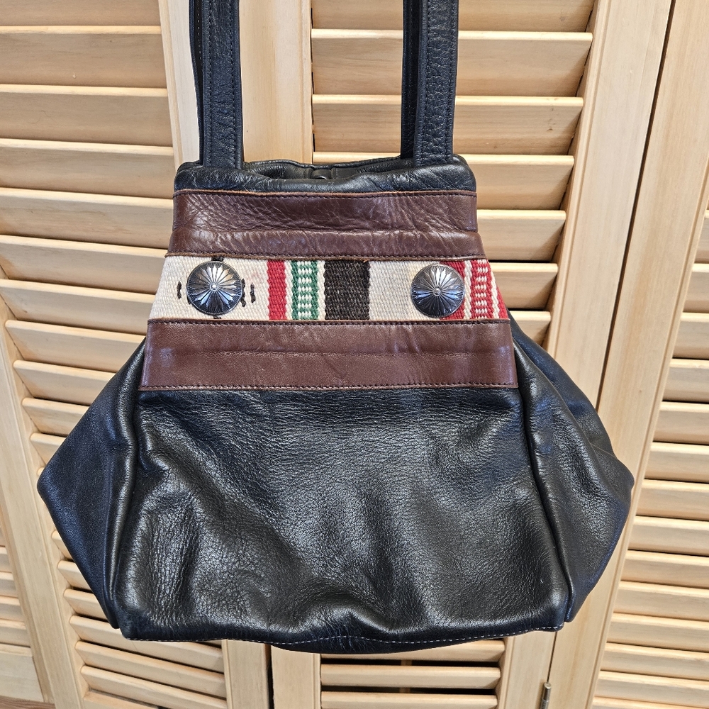 Vintage Southwestern Lupine Leather Bag